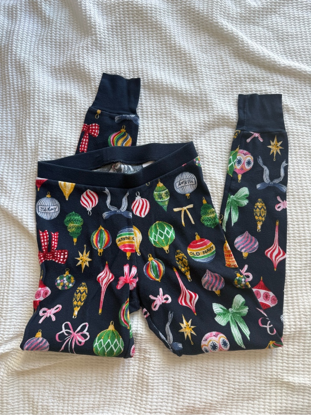 Old Navy Adult Women Black Holiday Christmas Ornament Print Leggings